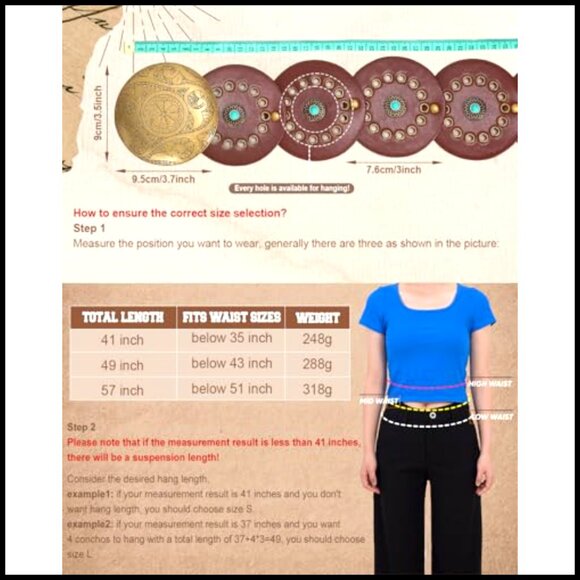 Western PU Leather Belt Concho Cowgirl Disc Waist Belt Boho Country Style